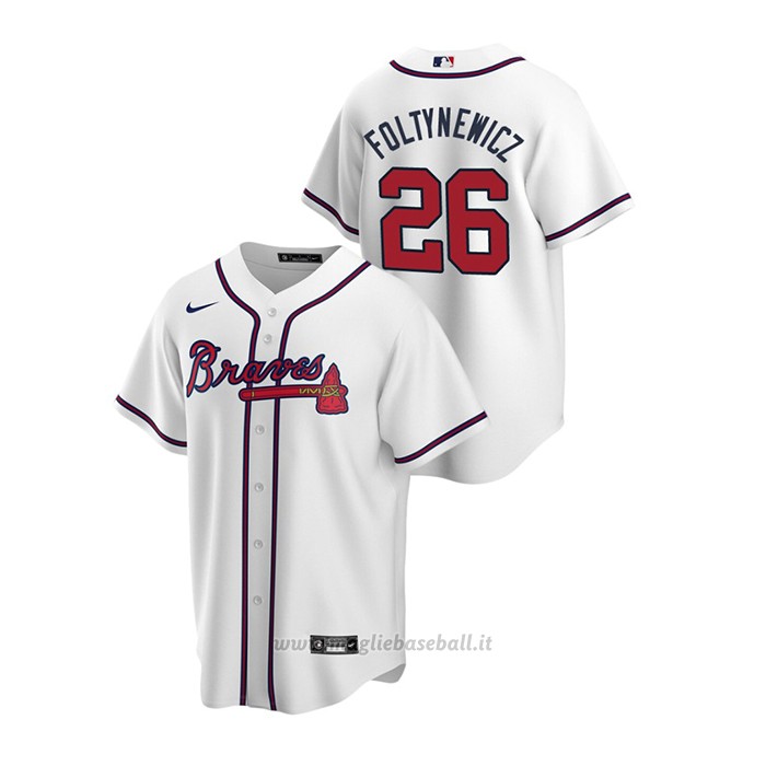 Maglia Baseball Uomo Atlanta Braves Mike Foltynewicz 2020 Replica Primera Bianco